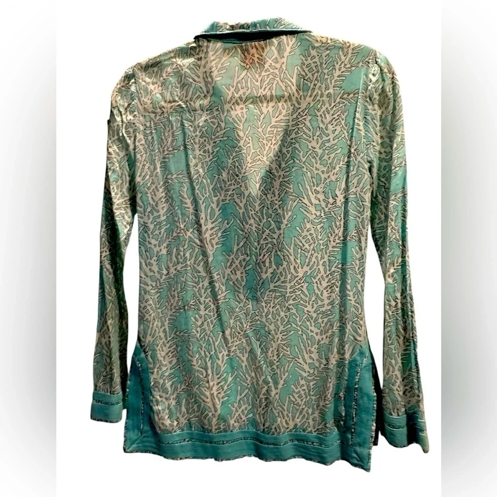 Tory Burch Teal and White Tunic size 0